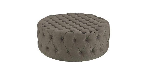 Modway Amour Fabric Upholstered Button-Tufted Round Ottoman