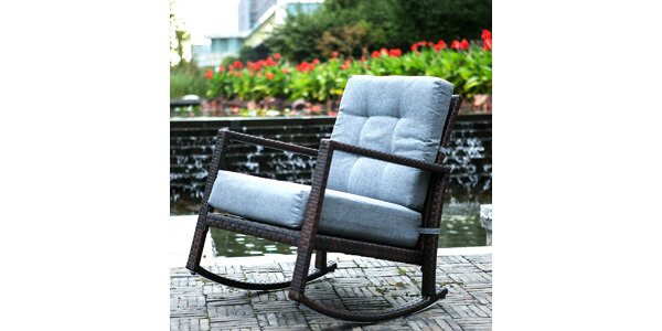 Merax Cushioned Rattan Rocker Chair 